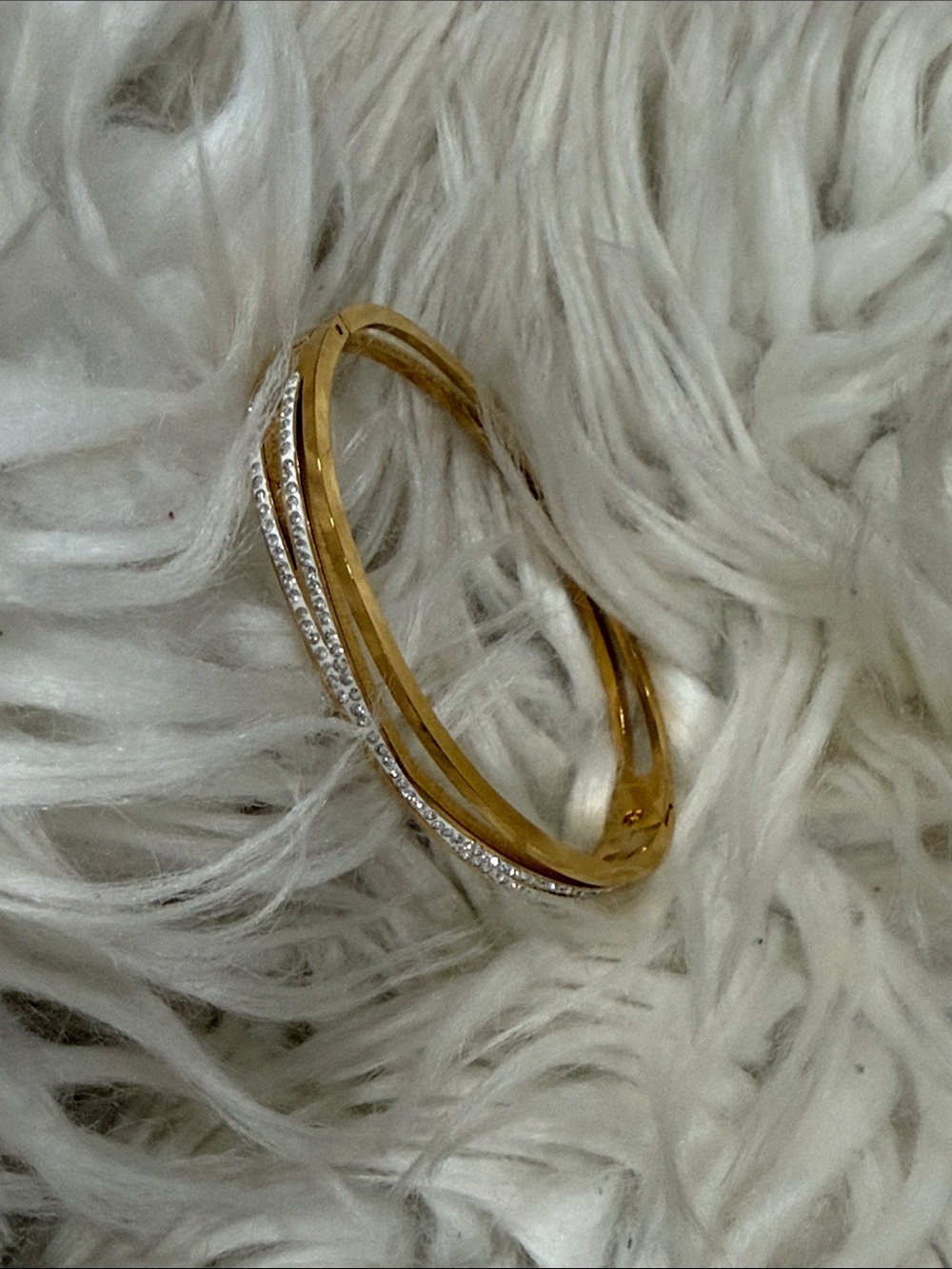 Gold Crystal Accent Bangle Bracelet by